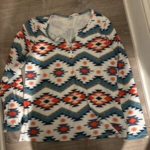 Geometric Pattern Long Sleeve Top
